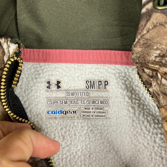 Under Armour Hoodie Womens Size S Camo ColdGear Full Zip Fleece Lined - Picture 3 of 10